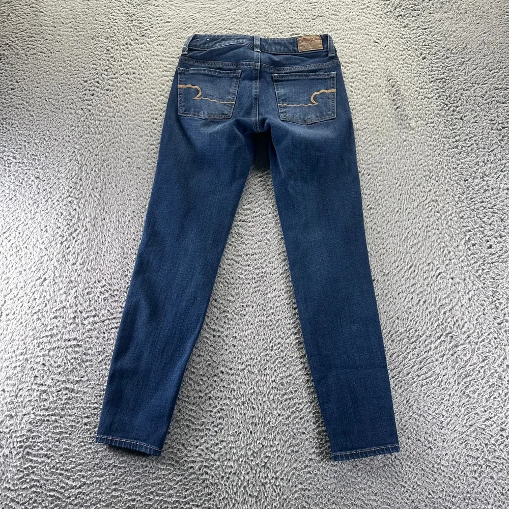 American Eagle Outfitters X4 Jeans Womens 00 Blue Denim‎ Jegging Faded Stretch